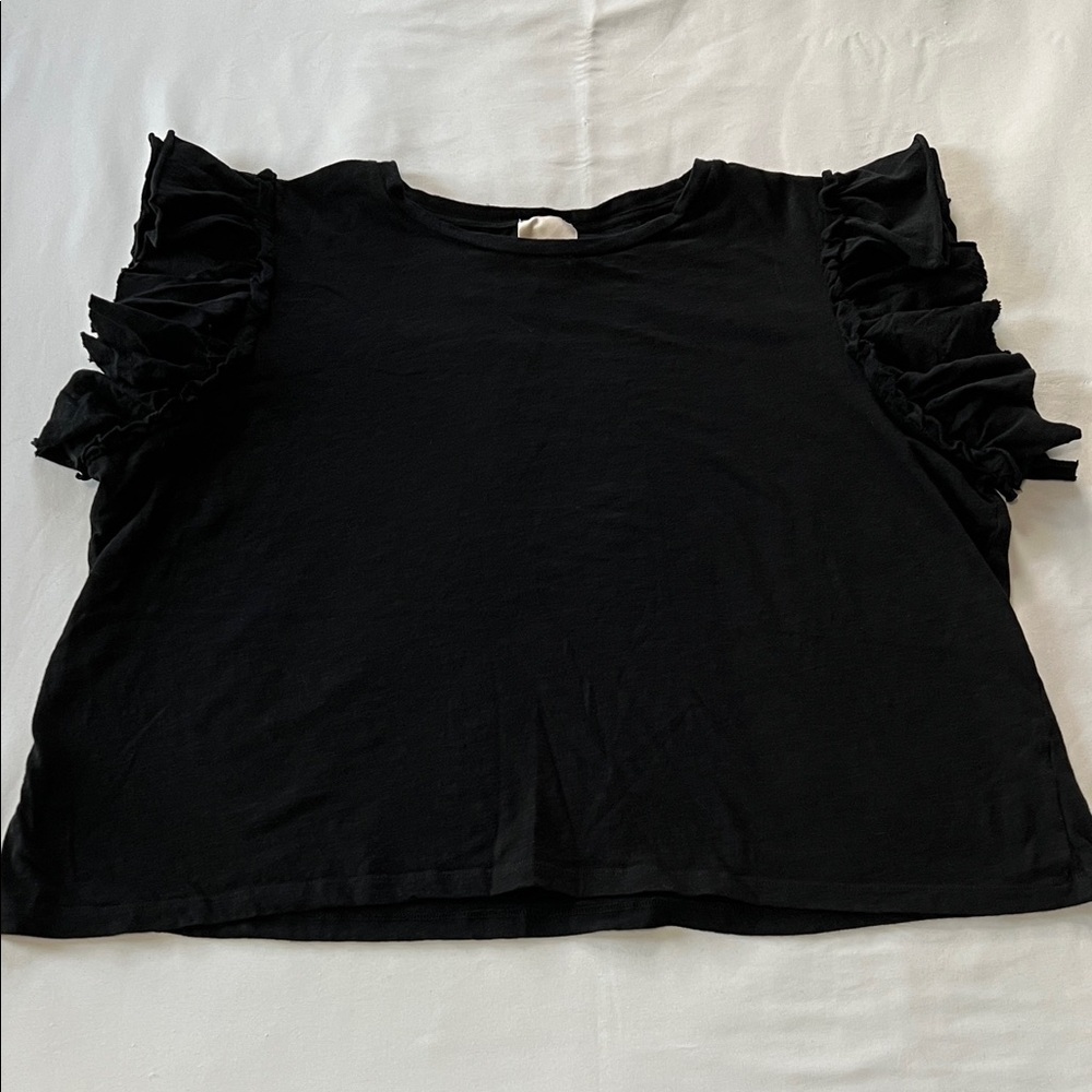 Industry Republic Clothing 100% Pima Cotton Ruffle Sleeve T-Shirt